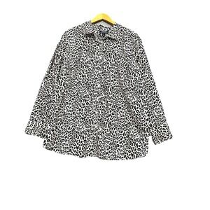 Lands' End Animal Print Button Top Size 24W Long Sleeve Mob Wife Career Office